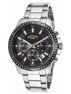 Rotary Chronograph Men's 41mm Black Dial Watch, Brand New with New Battery